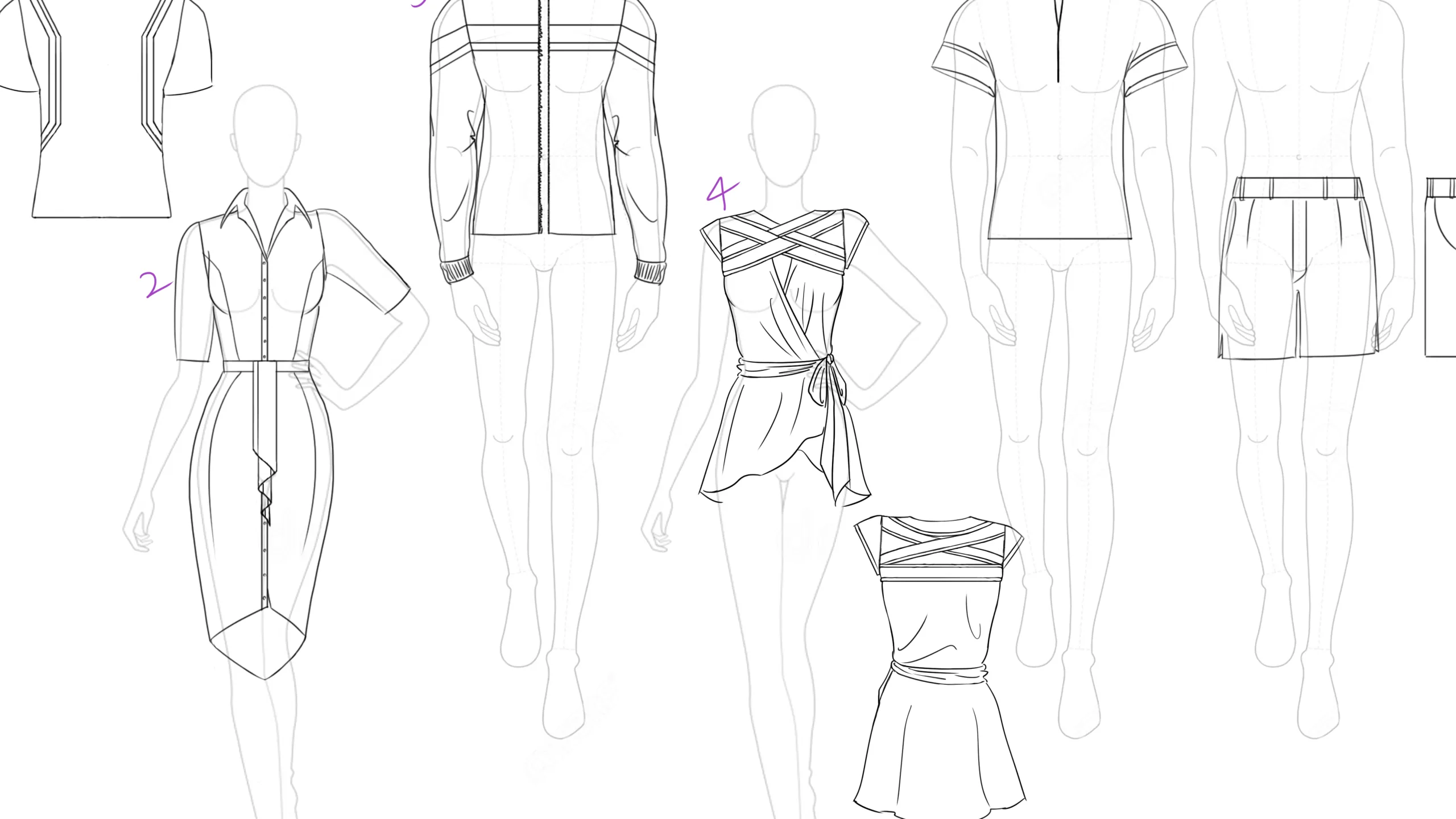 Apparel design line drawings