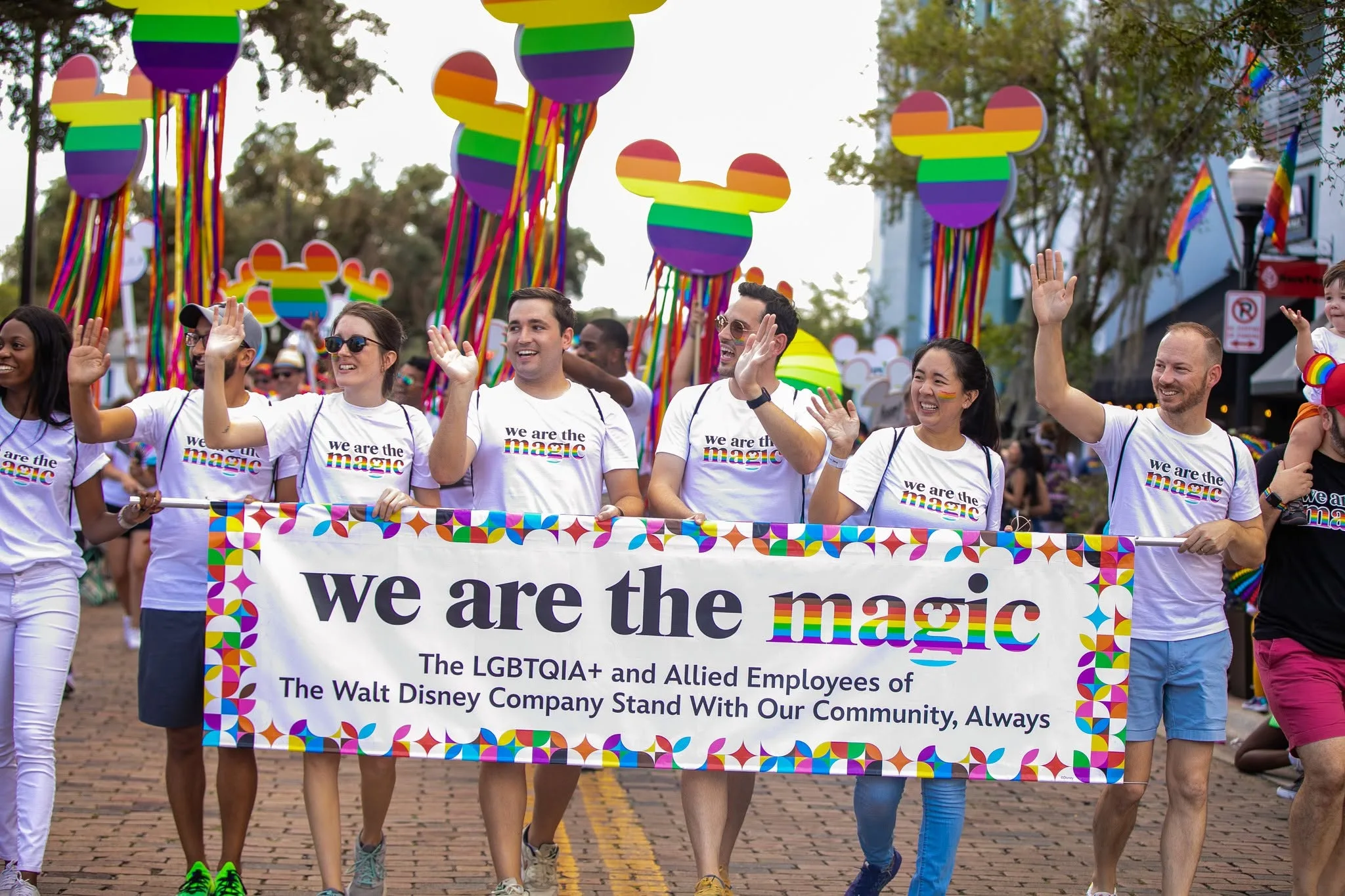 Disney employees marching in a Pride parade